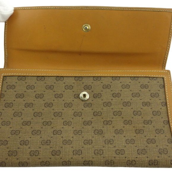 Authentic GUCCI wallet micro GG beige PVC �~ leather - Picture 5 of 9